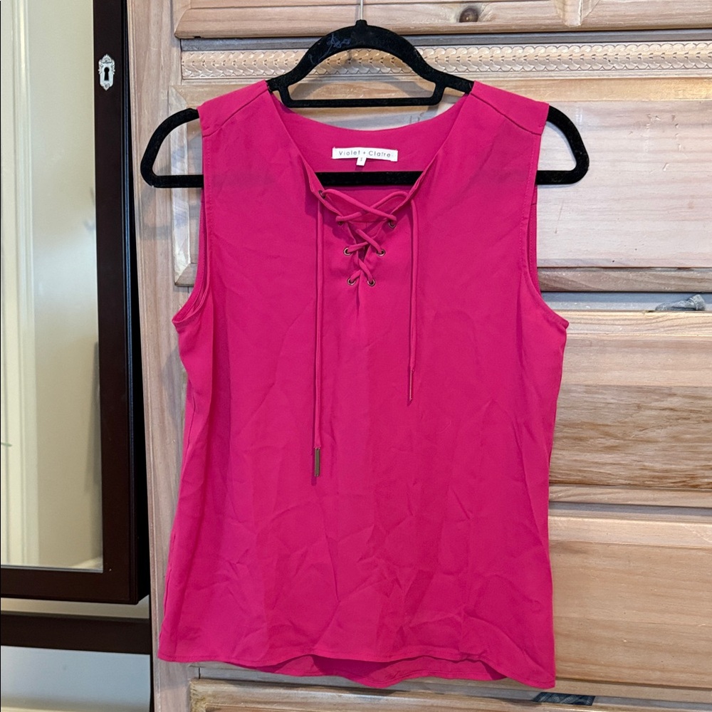 Violet & Claire Fuchsia Lace-Up Sleeveless Camisole